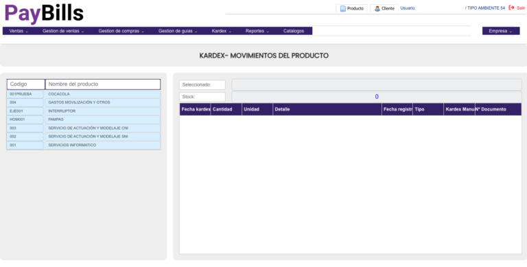 Sistema de facturación Paybills