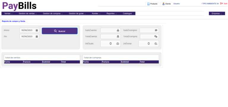 Sistema de facturación Paybills